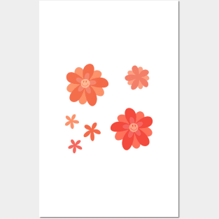 Bright and Cheerful Flower Smiley Face pack Posters and Art